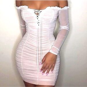 Fashion Nova Off-Shoulder White Dress